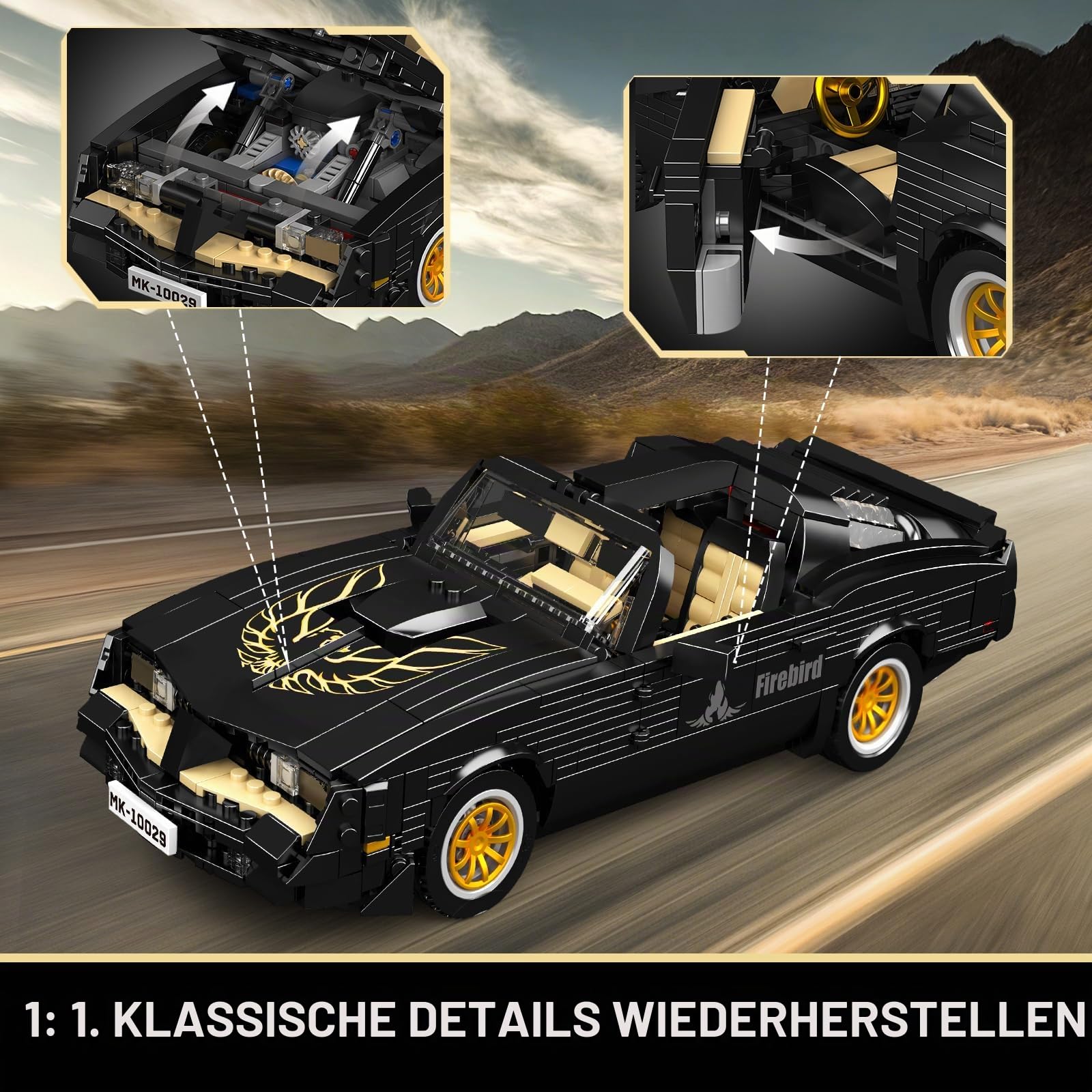 Mould King 10029 Technik Sportwagen Modell Klemmbausteine Bausteine Kit, 1157+ Stücke Kreatives Oldtimer Auto Modell, MOC Rennwagen Bausteine Kit für Jugendliche 14+/Erwachsene/Fahrzeug Sammler