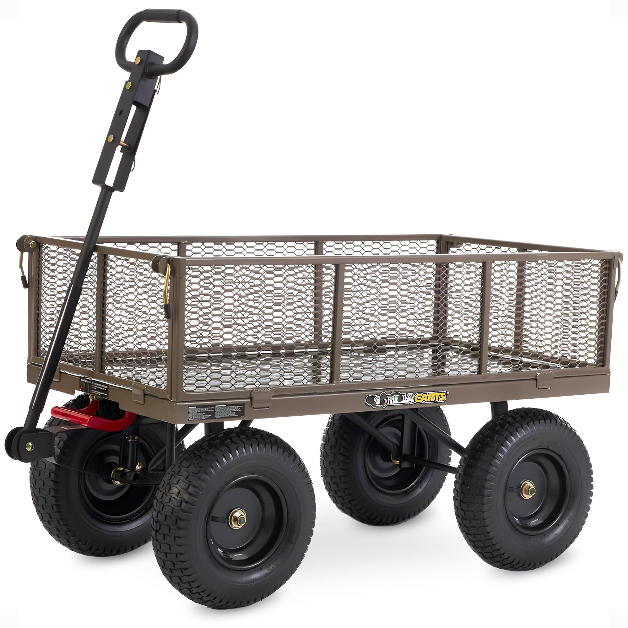 Gorilla CartsSteel Dump Cart, 5 Cu Ft Bed, 1200 lb Load Capacity, Gray – Towable Heavy-Duty Outdoor Utility Wagon with Removable Side Panels for Yard, Lawn, Garden or Landscaping