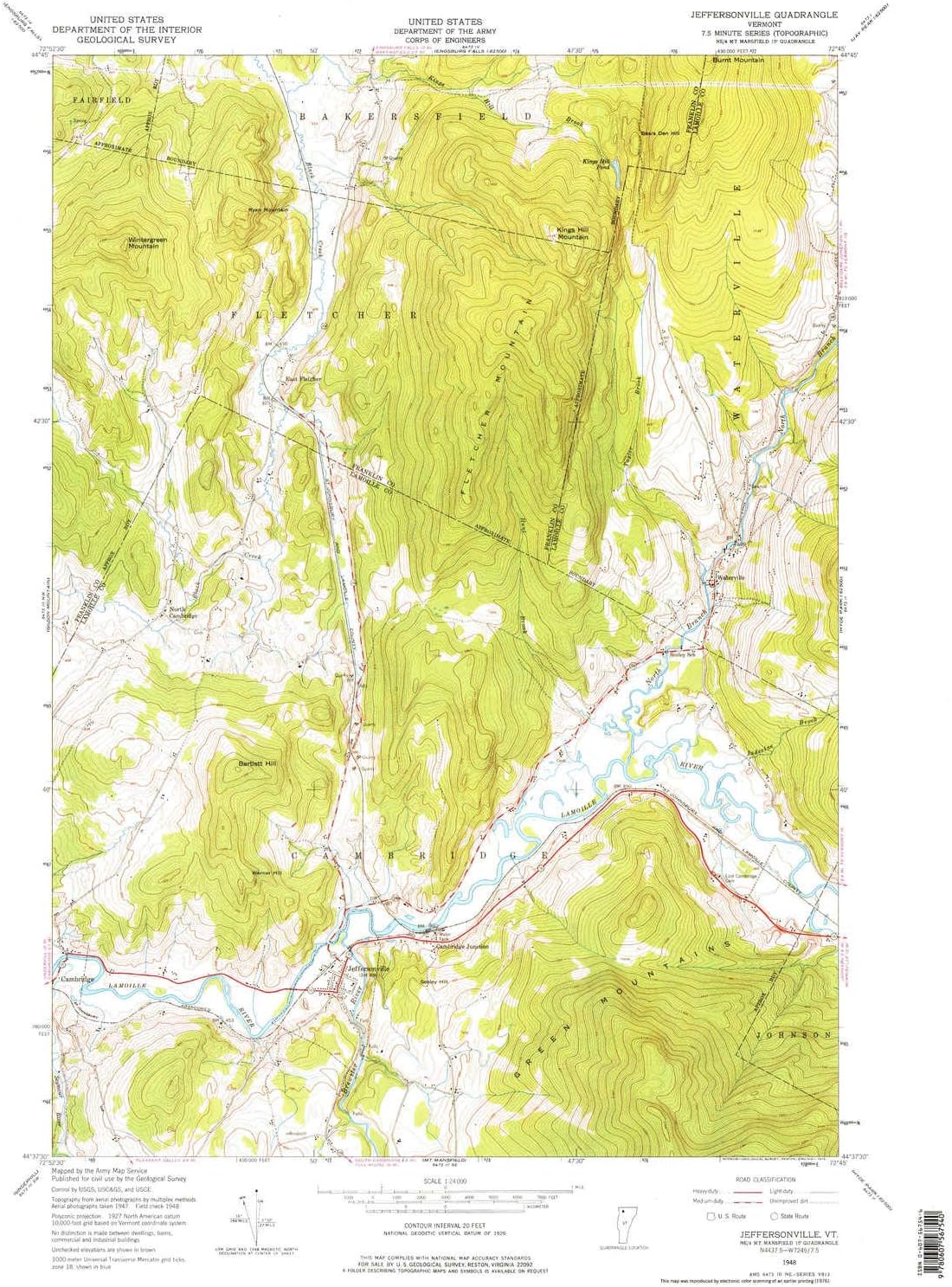 YellowMaps Jeffersonville VT topo map, 124000 Scale, 7.5