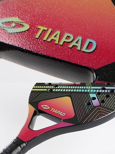 Miniatura 10 de Raqueta de tenis de playa de carbono, pala de tenis de playa con núcleo de espuma viscoelástica EVA, pala de 0.866in de superficie de arena de 28