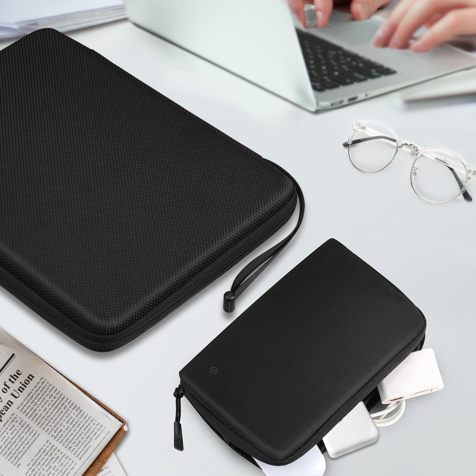 FINPAC Custodia rigida per laptop con custodia per accessori compatibile con MacBook Air M4 M3 M2 2025 2024, MacBook Pro M4/M3/M2/M1 Pro/Max da 15,3", custodia impermeabile per laptop/book Surface