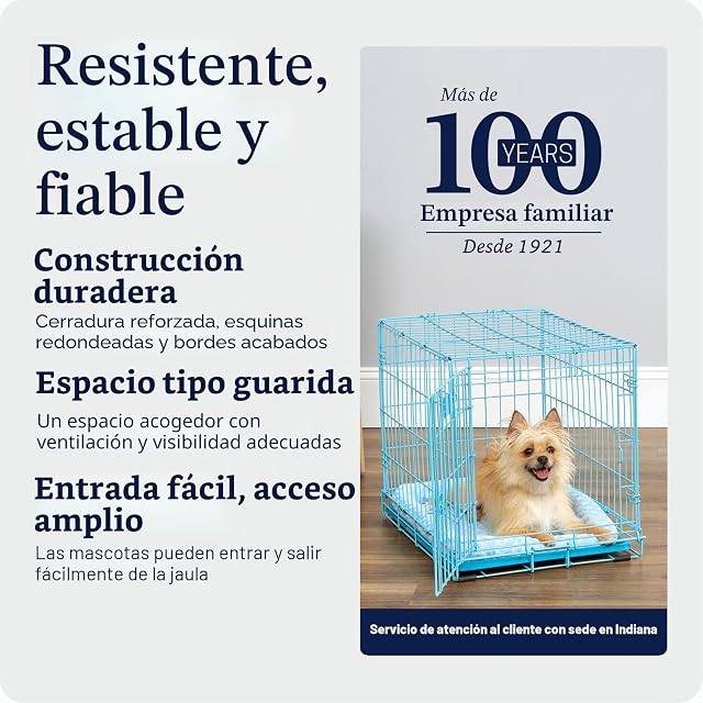 Foto 6 de 8 de MidWest Homes for Pets - Jaula Blue Fashion iCrate plegable para perros de 61 cm plegable y de una sola…