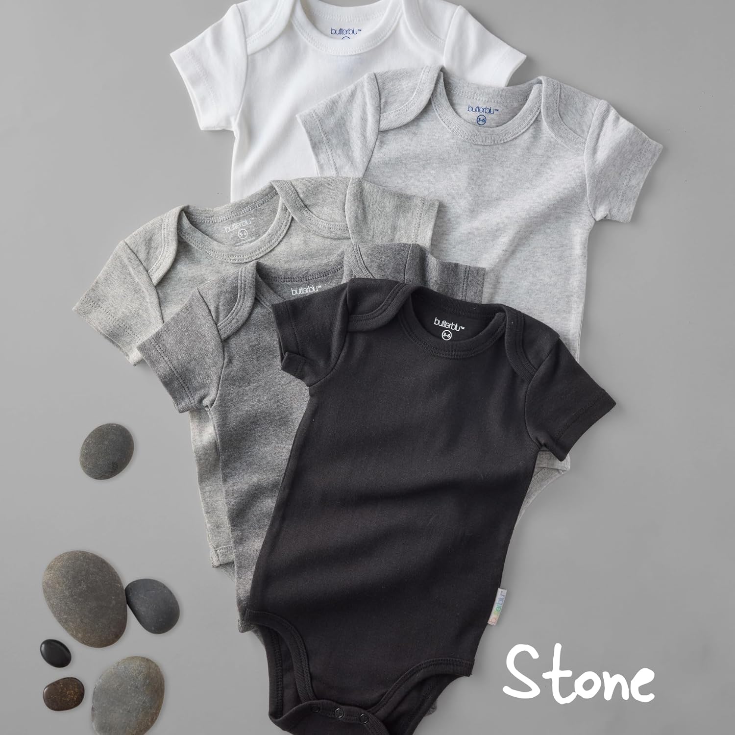 Butterblu Avery 5-Pack Short Sleeve Bodysuits 100% Organic Cotton Baby Clothes for Boys and Girls
