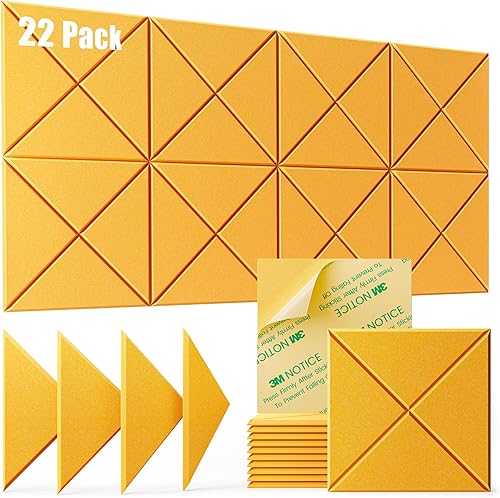 Miniatura 13 de Paquete de 22 paneles acústicos autoadhesivos, 12"X 12"X 0.4" paneles de espuma insonorizante, paneles de pared insonorizados de alta densidad,
