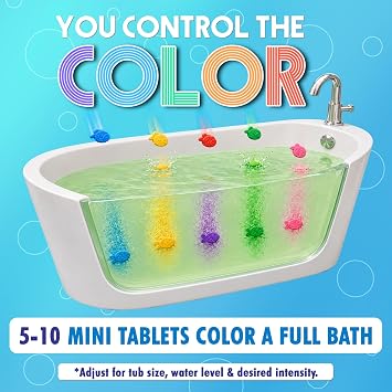 SplashEZ Bath Color Tablets for Kids, 150 Fizzy Bath Bombs & Bath Toys | for Kids and Bath Toys for Toddlers, Non toxic, Fragrance Free, No Tub Staining, Easy Clean, Toys for Kids