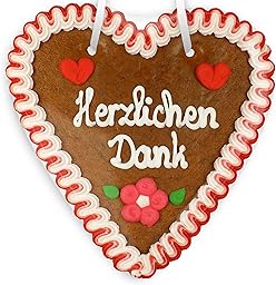 Lebkuchenherz, 18cm - Herzlichen Dank - als Geschenk und zum essen (1x170g)