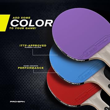 مضارب تنس الطاولة الاحترافية PRO-SPIN Ping Pong المعتمدة من ITTF مع ألياف الكربون للتحكم الفائق | شفرة مكونة من 7 طبقات، مطاط ممتاز، إسفنجة مقاس 2.0 مم