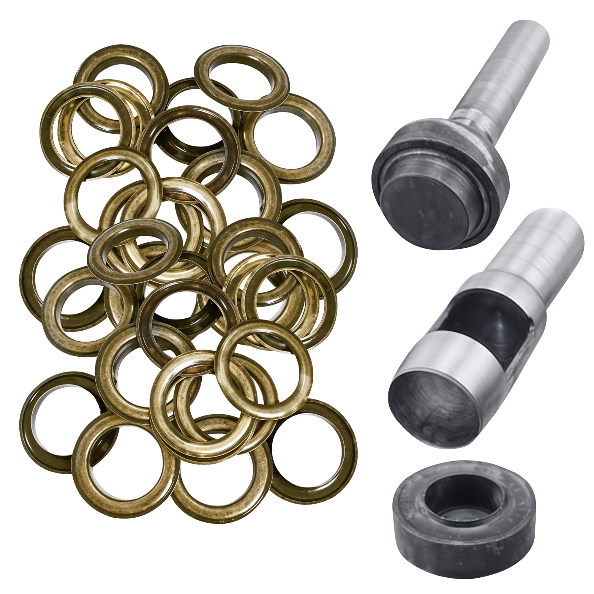 Trimming Shop Set De 3: Set Plantillas, Hueco Agujero Perforadora, Y 10 Piezas De 30mm Ojales - Ojales Herramienta de Ajuste Kit Para Para Ropa,Leathercraft y Decoración Álbumes - marrón,