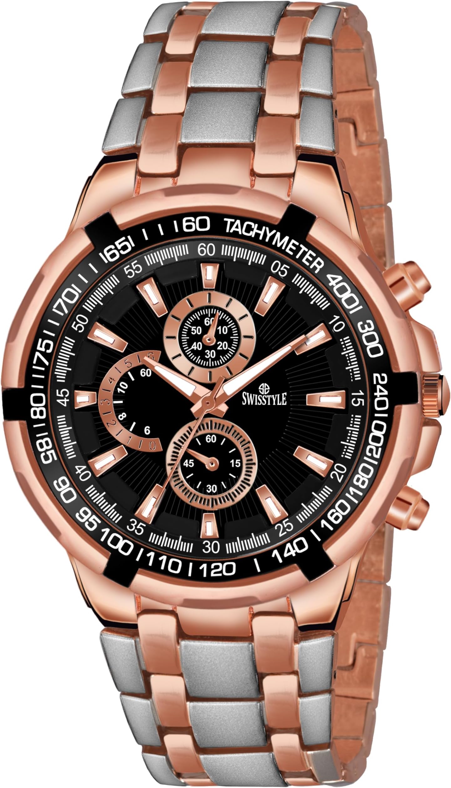 SWISSTYLE Black Chain Chrono Look Analog Watch for Men