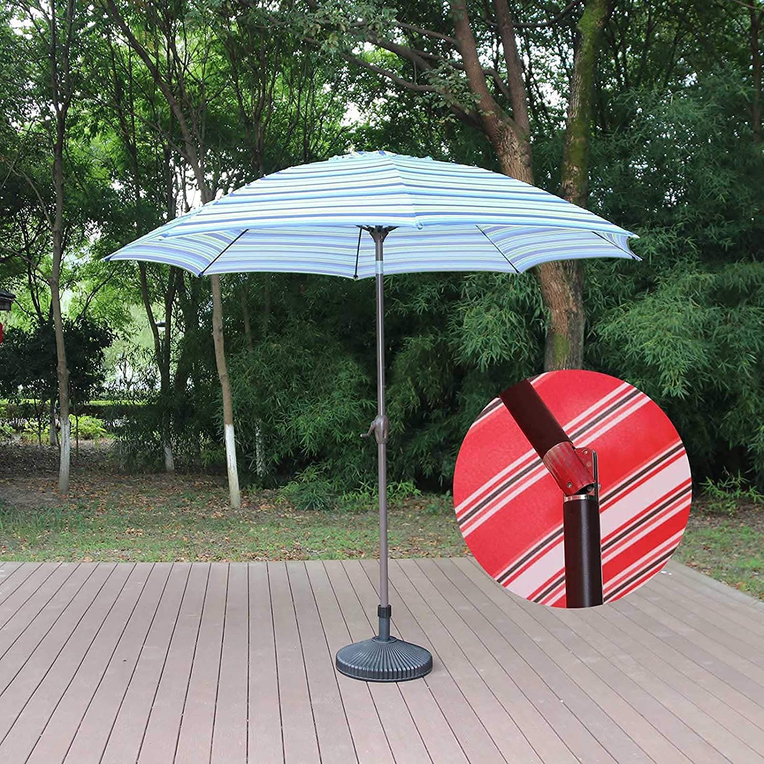 Parasol ogrodowy, duży parasol w paski, parasol plażowy, wentylacja/pochylenie/korba/8 żeber, na podwórko/ogrodowy parasol stołowy na zewnątrz