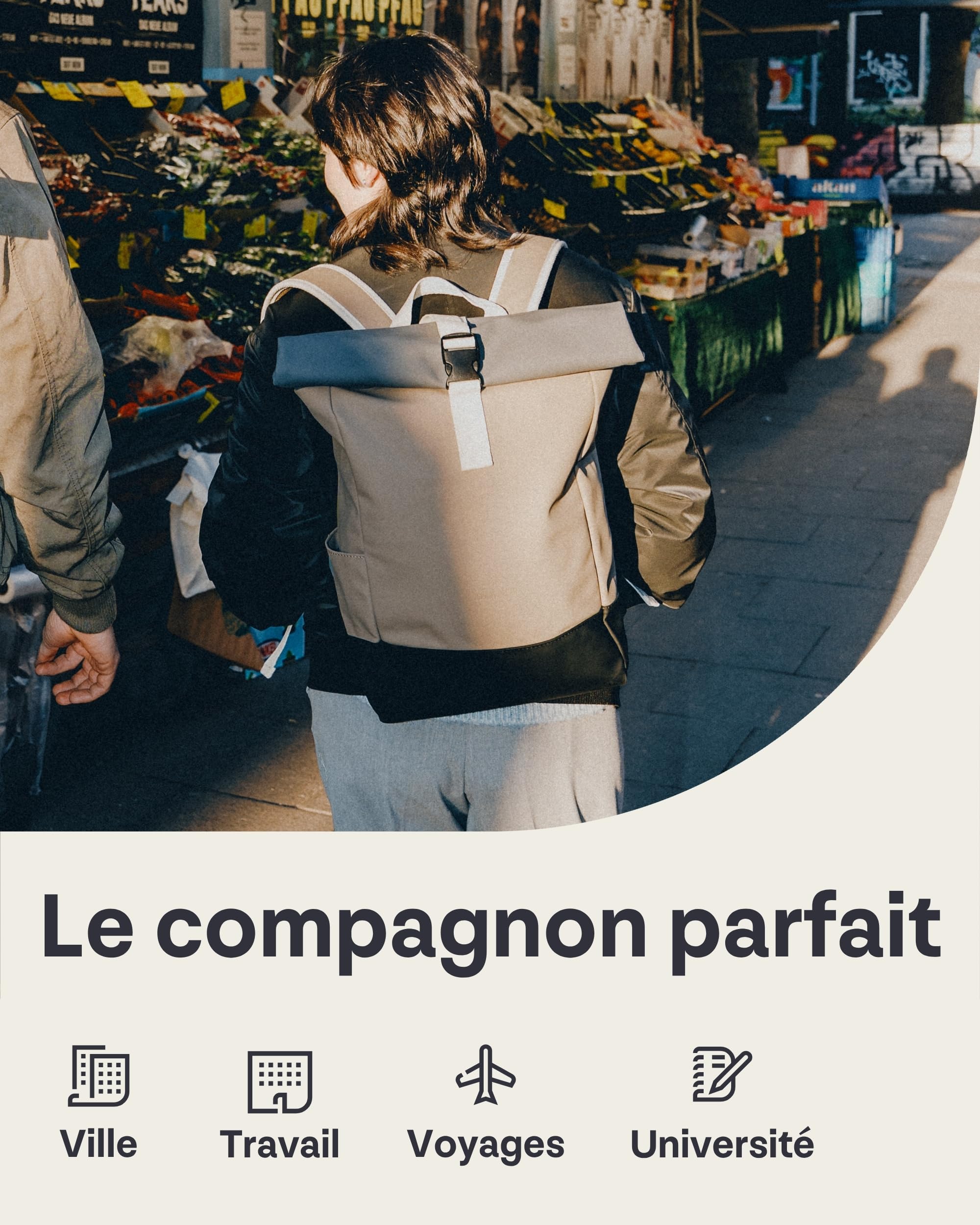 Johnny Urban Sac à Dos Femme & Homme - Harvey Medium - Backpack Roll Top pour Ordinateur Portable pour Voyage Travail, Loisir - Compartiment de 16 Pouces - Hydrofogue