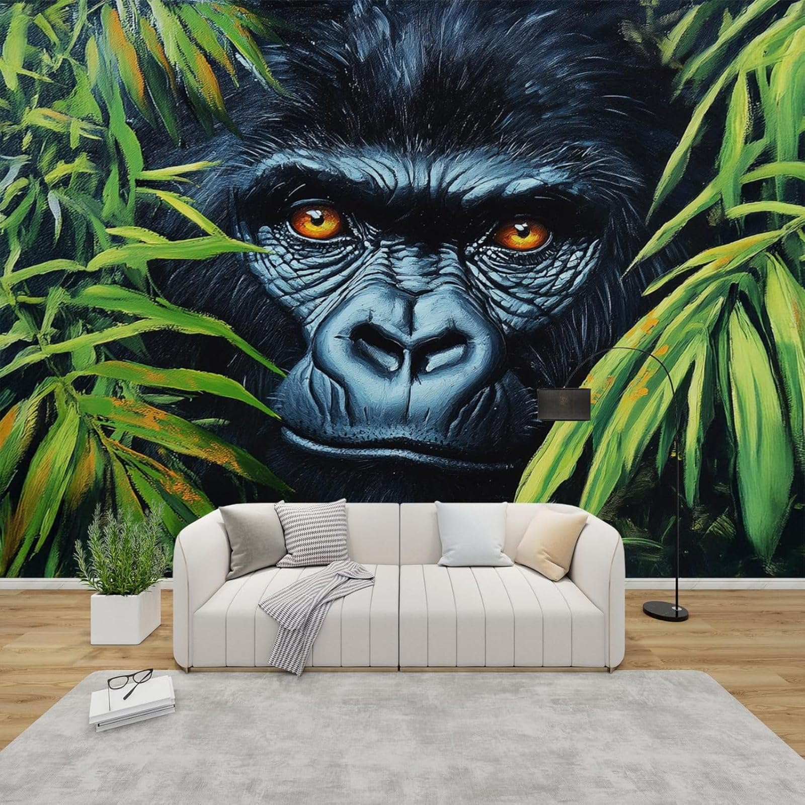 hgjdjhnf Photo Mural - Wallpaper Gorilla Jungle Wild Animal Modern Wall Living Room Bedroom Children's Room Wall Decoration Motif,150cmx105cm Poster - Wall Sticker - Frameless Picture
