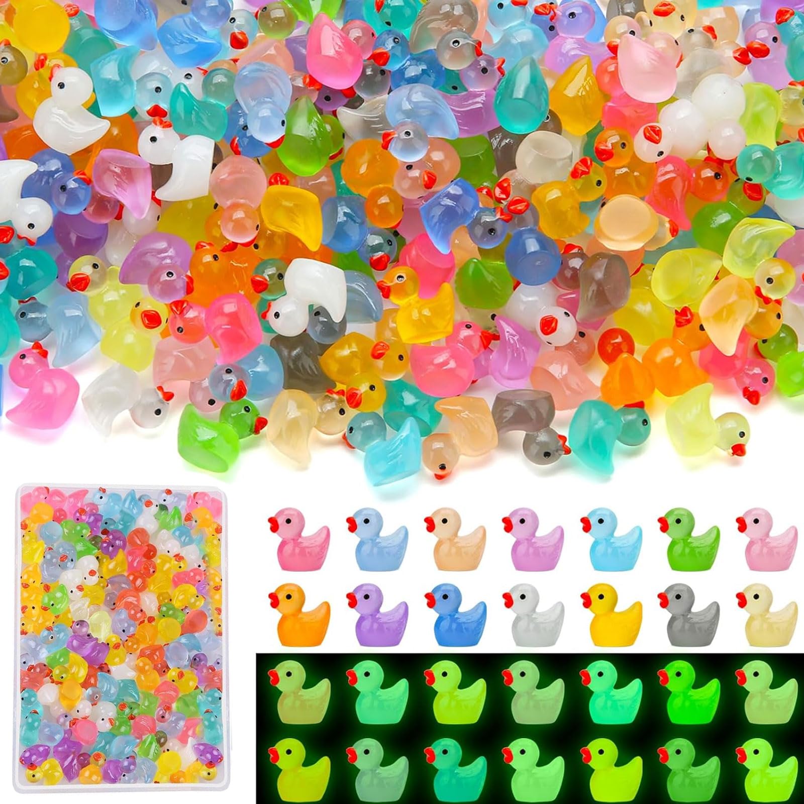 Houbobo 240PCS Luminous Mini Resin Ducks