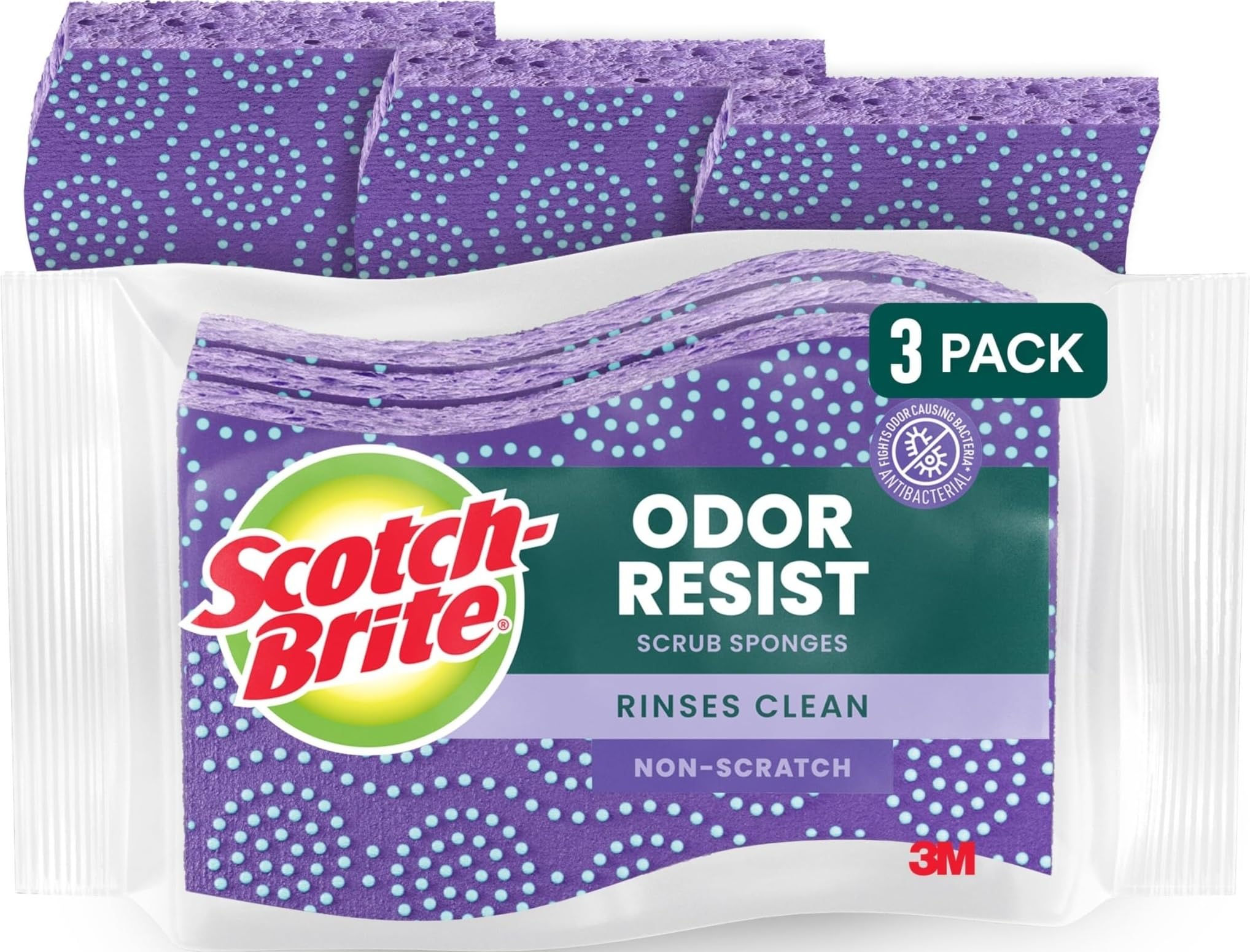 Scotch-Brite Scrub Dots Non-Scratch Scrub Sponge, 3 Pack