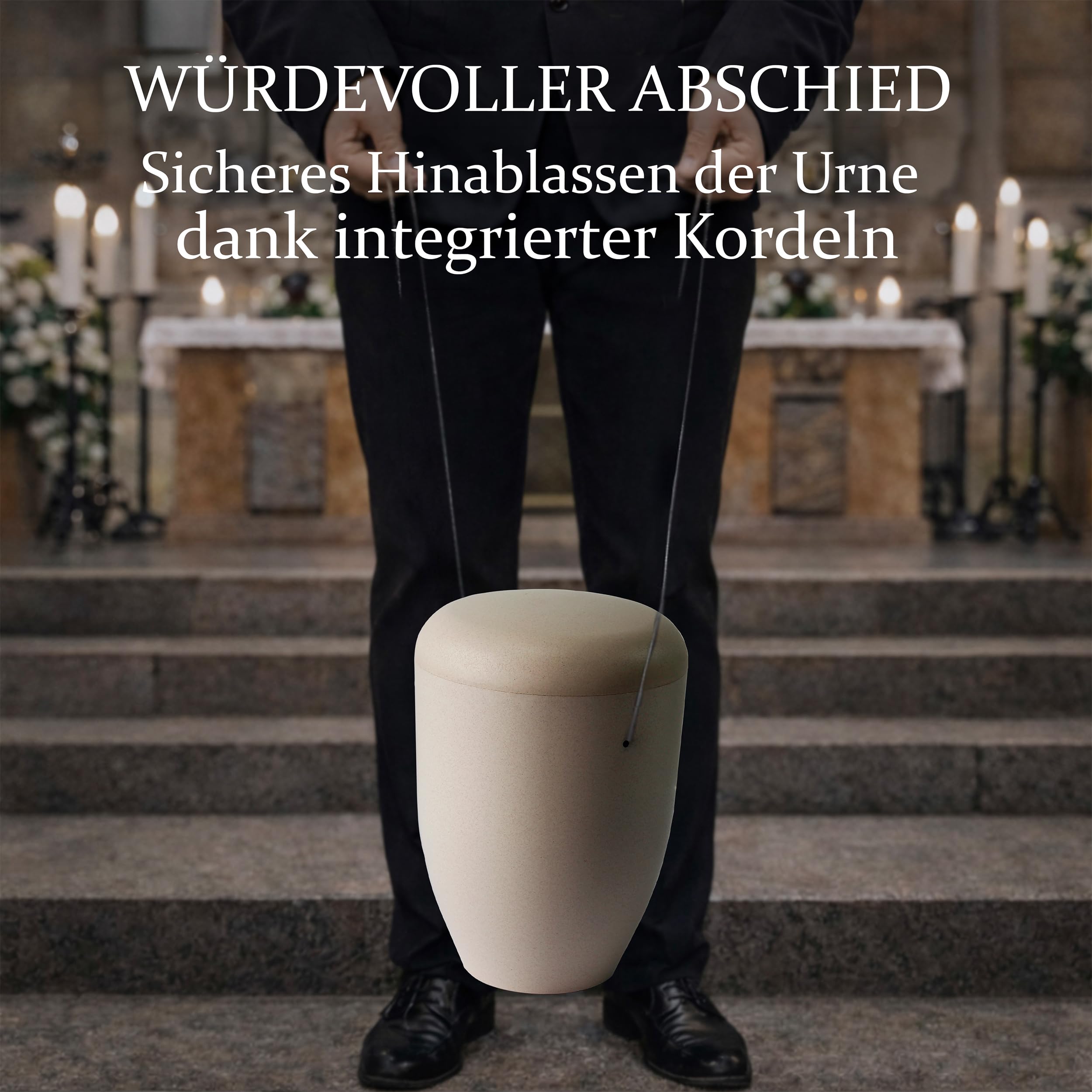 VELORA Bio Urne in Beige - Urnen für Menschen Asche zur ökologischen Bestattung - EIN würdevoller Abschied des Verstorbenen - Eine Beerdigung symbolisiert die Wiedergeburt in Form des Lebensbaums