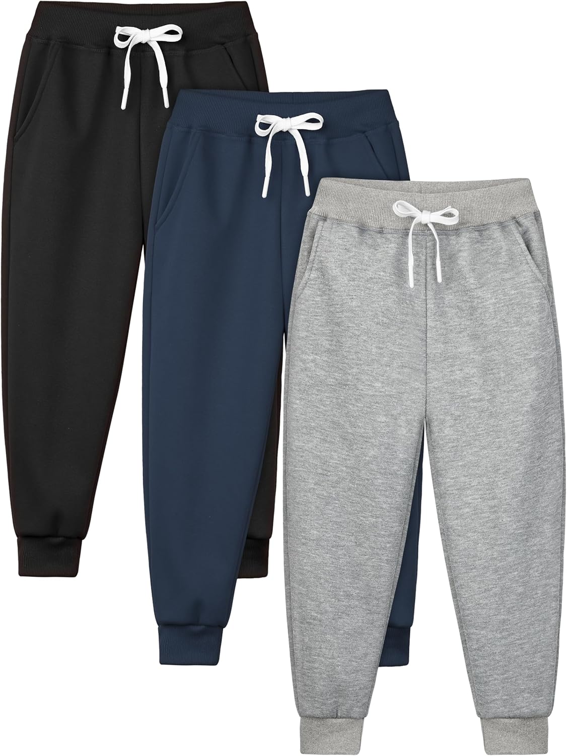 Resinta 3 Pack Kids and Toddlers Boys Pull-On Fleece Sweatpants Active Joggers Pants Basic Track Pants for Boys