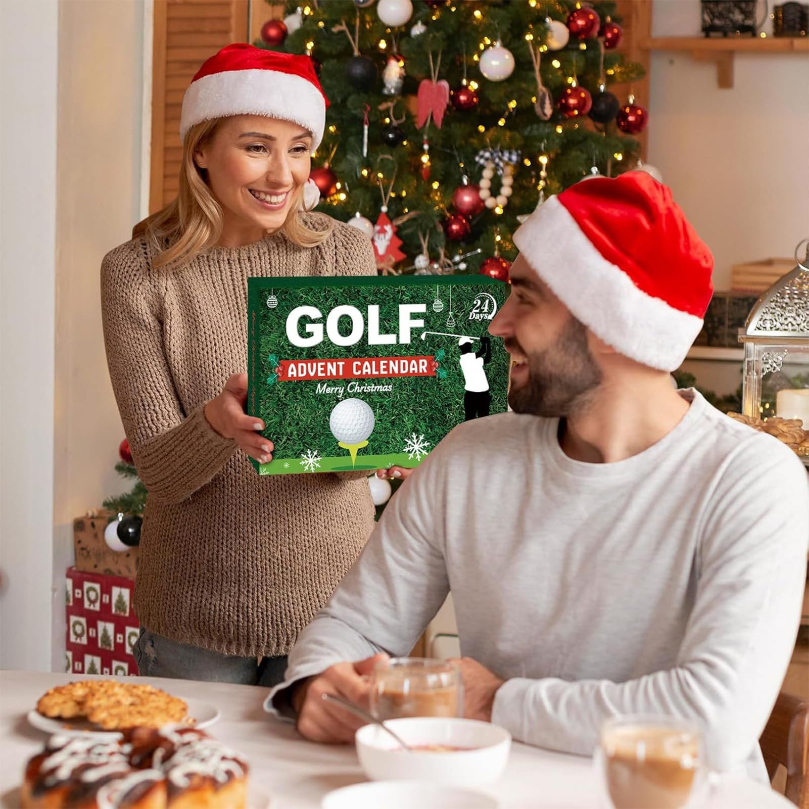 Calendario d-ell'avvento di golf di Natale 2025, set di accessor- per le scatole da 24 pezzi Design a tema da golf, calendario d-ell'avvento di Natale per golfisti, decorazione del calendari-o