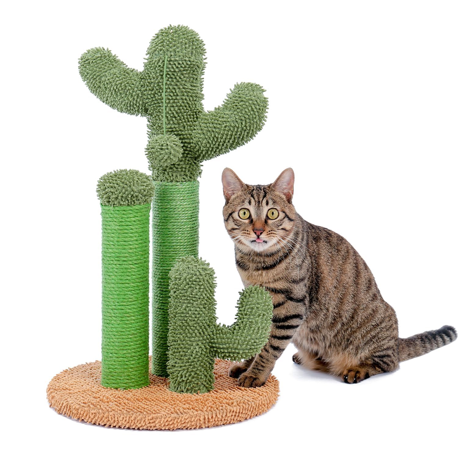 BIGTHREE Cat Scratching Post for Indoor, Cactus Shape Claw Scratcher, Tree Scratching Post, Cat Climbing Tree, Cat Play Tower, Creative Cats Tree Design for Small to Medium Size