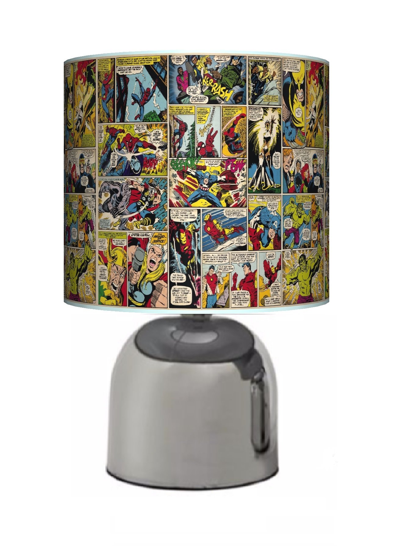 Marvel Comic Book Strip - Bedside Touch LAMP - Boys Bedroom Light/LAMP Shade - Mains Operated (UK Plug)