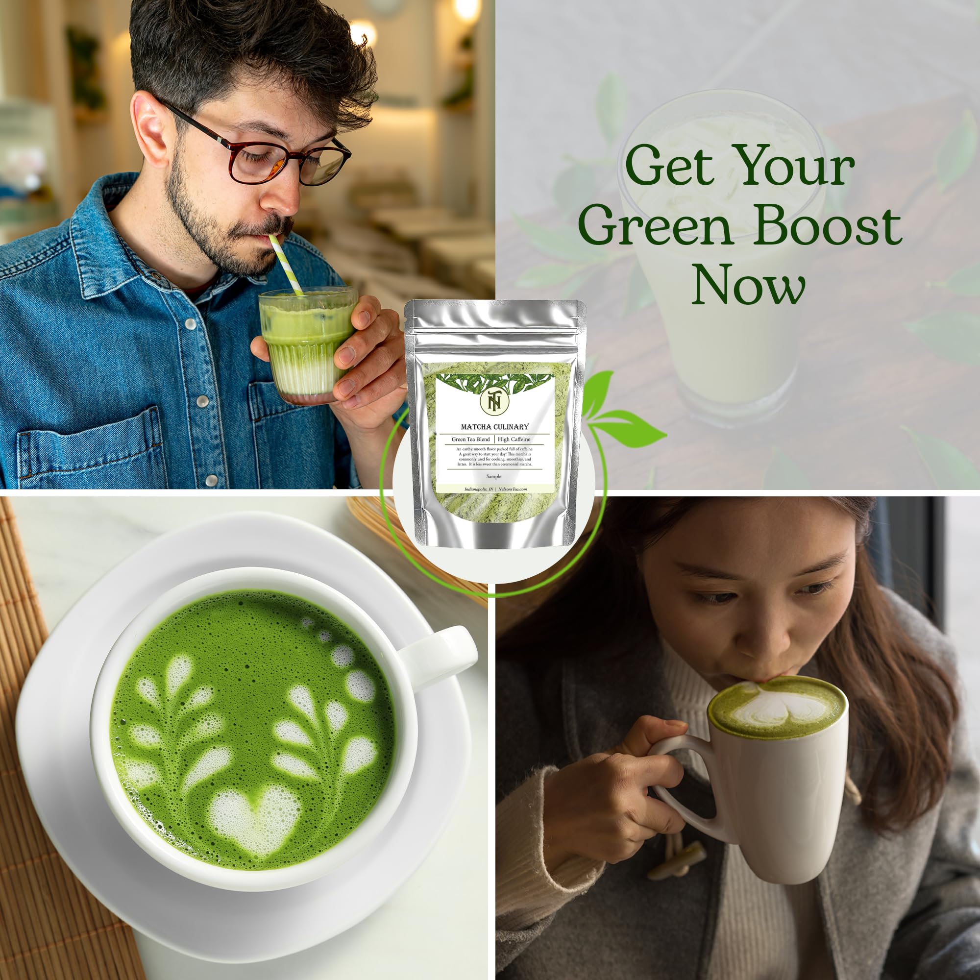 Nelsons Tea Organic Matcha Powder Premium Culinary Grade Green Tea for Lattes Smoothies Cooking Versatile Ideal for Healthy — view 6