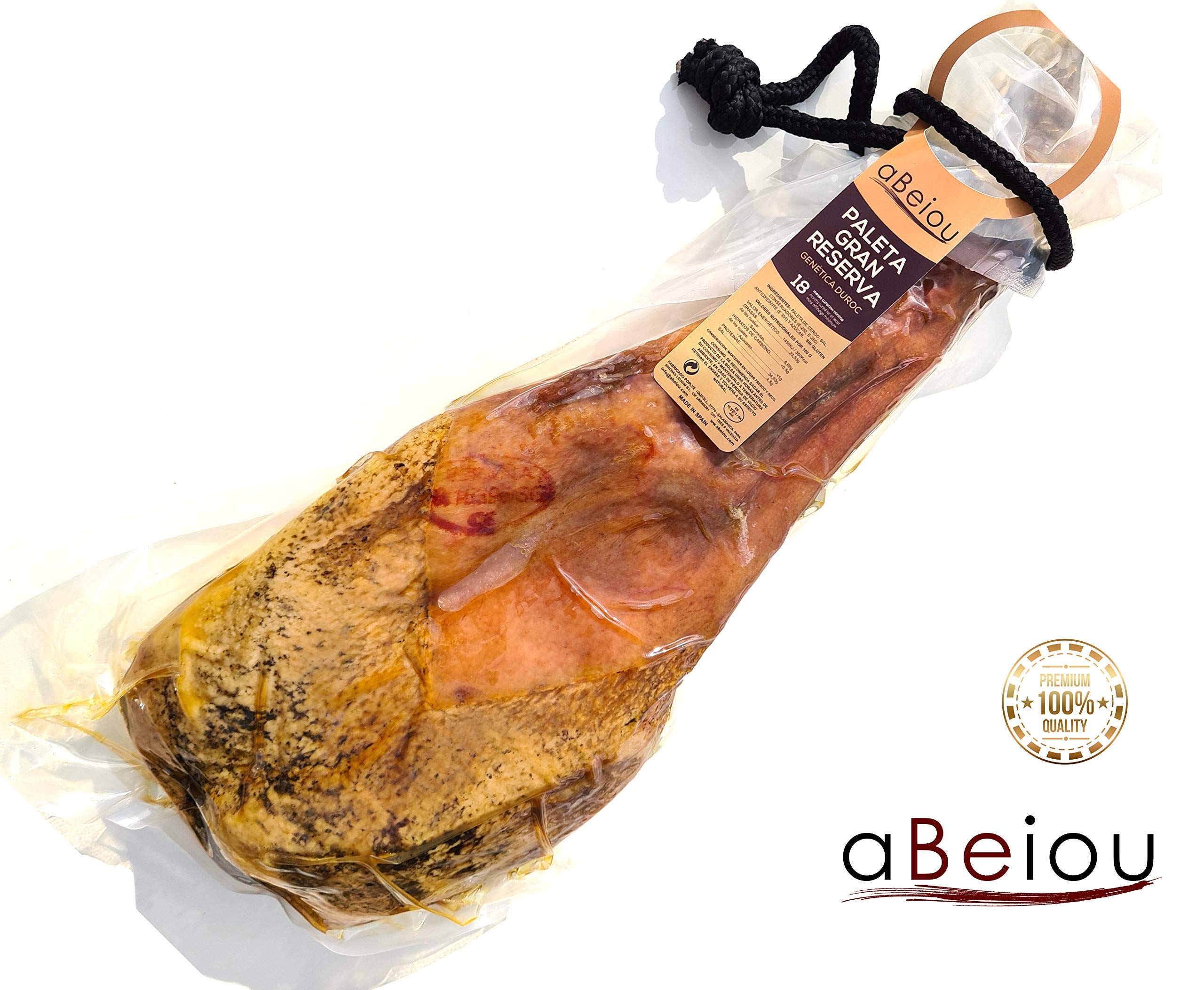 Jambon (Épaule) Grande Réserve Duroc Premium Entier avec Os 4,5–5,5 kg — Affinage +18–20 Mois — Jamón Serrano — Guijuelo Espagne — Sous Vide — aBeiou