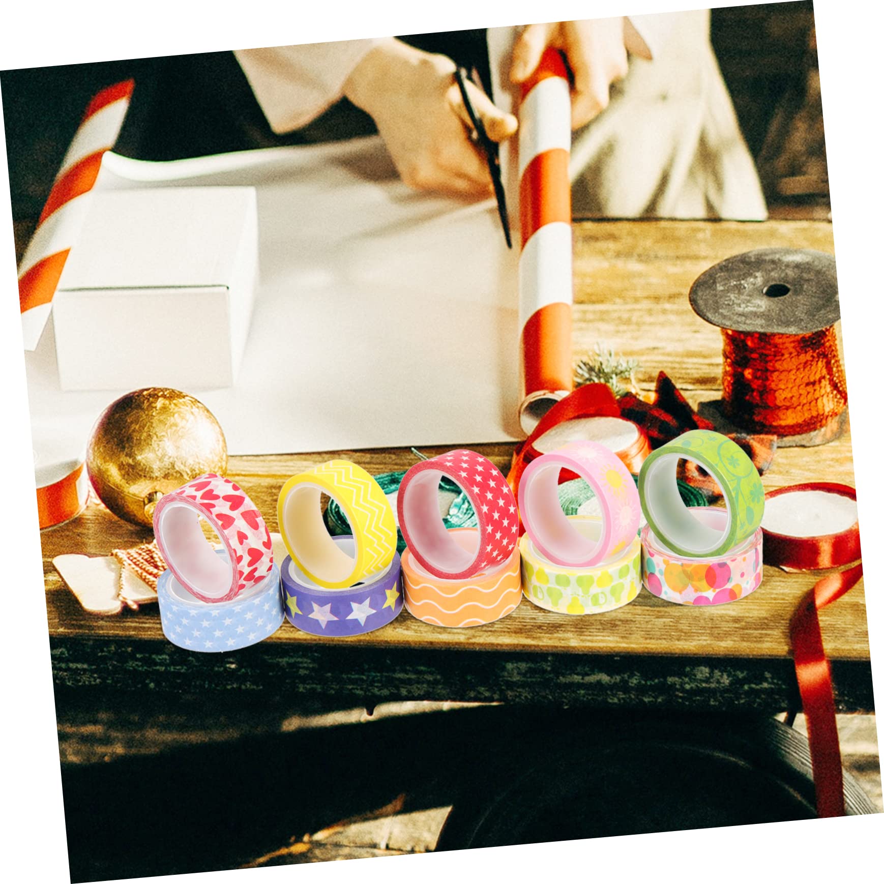 EXCEART 40rollos Cinta Washi Decorativa De Navidad Cintas Adhesivas Para Manualidades y Scrapbooking Diseño De Dibujos Animados Para Decoración De y Cajas De Navidad