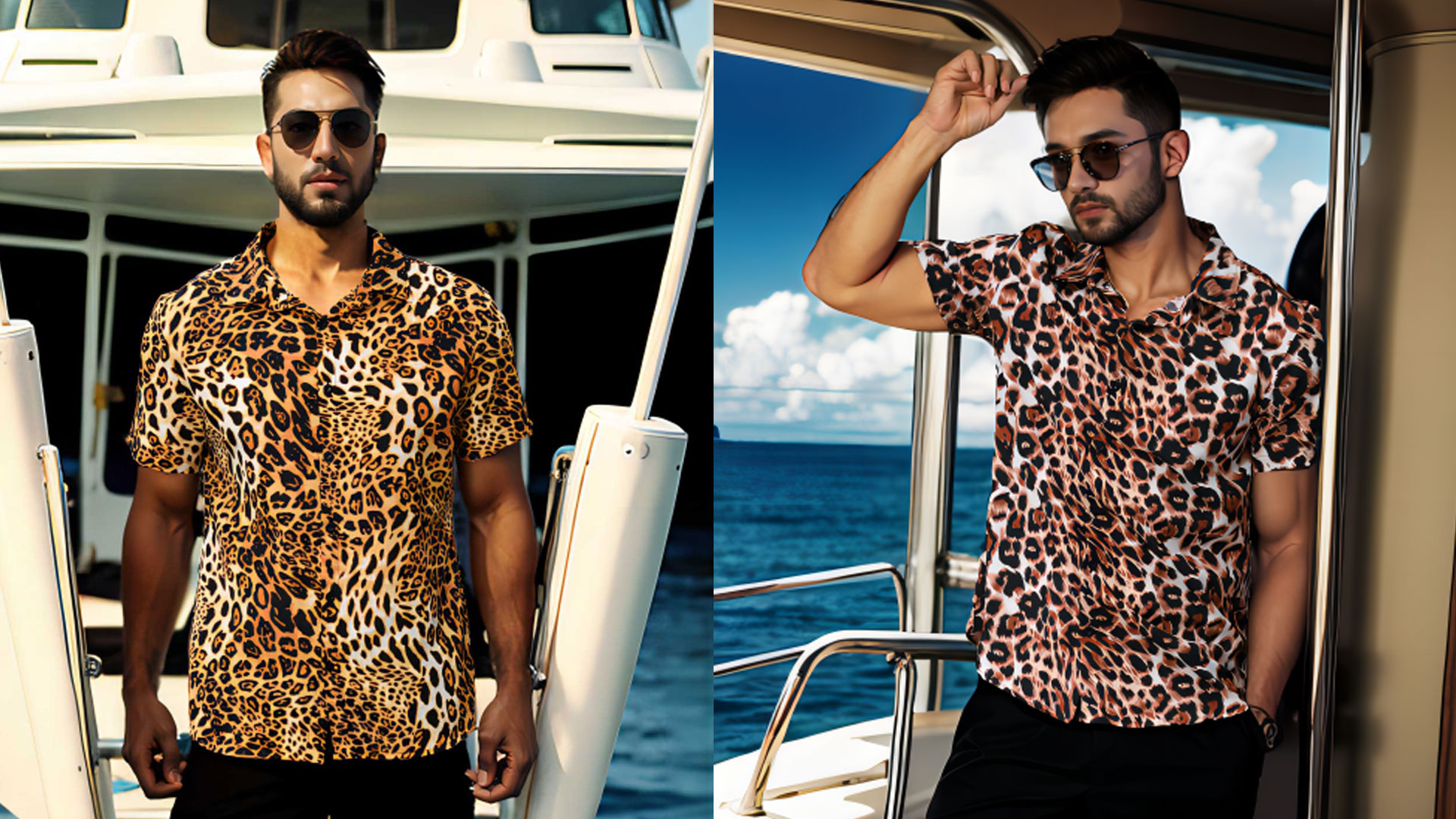 トップス Regular Leopard popcorn shirt Amazon.com: JG JENNY GHOO Men's Leopard Print Shirt Summer