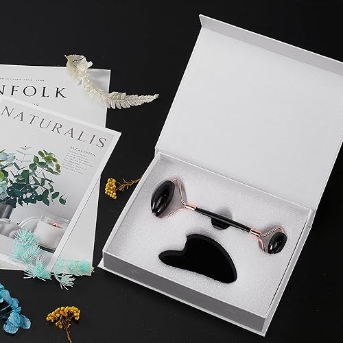 Miniatura 7 de XYZBSTAR Rodillo de jade para cara, masajeador facial para el cuidado de la piel, herramientas faciales Gua Sha para cara, cuello, ojos, reduce la