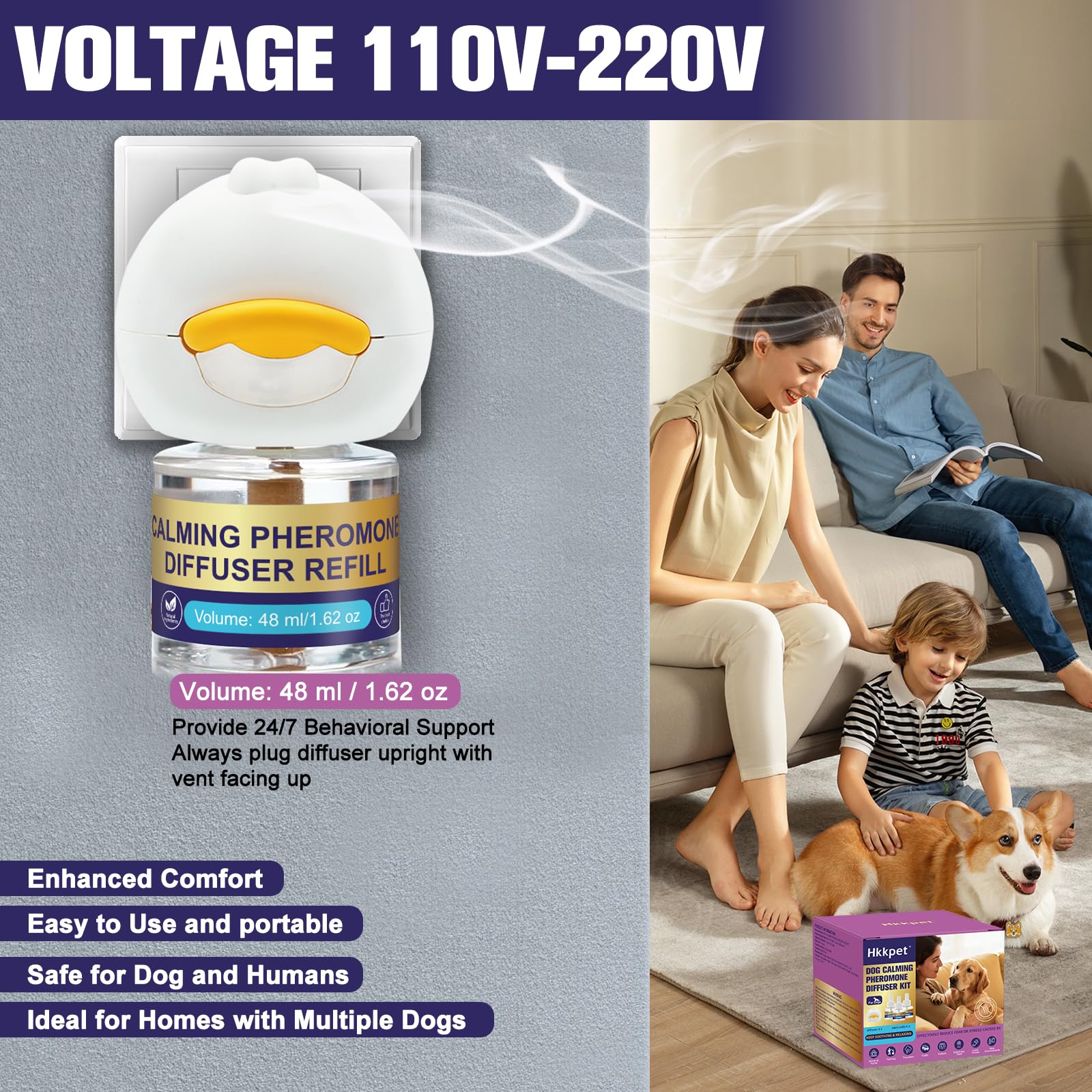 Difusor De Feromonas Calmantes para Perros,Adecuado para Todas Las Razas，Alivio Natural De Ansiedad para Perros,Reduce Eficazmente El Estrés Y El Ladrido (1)