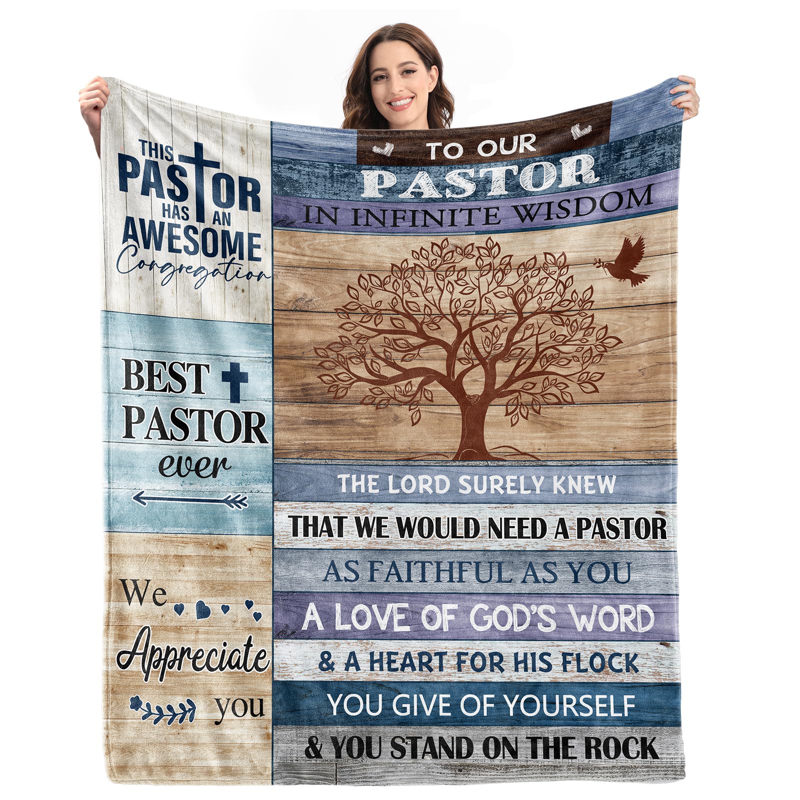 DECZHIYU Pastor Appreciation Gifts for Men - Appreciation Day Religious Christian Retirement Gifts for Male Pastor Blanket 60"x50" - Pastors Christmas