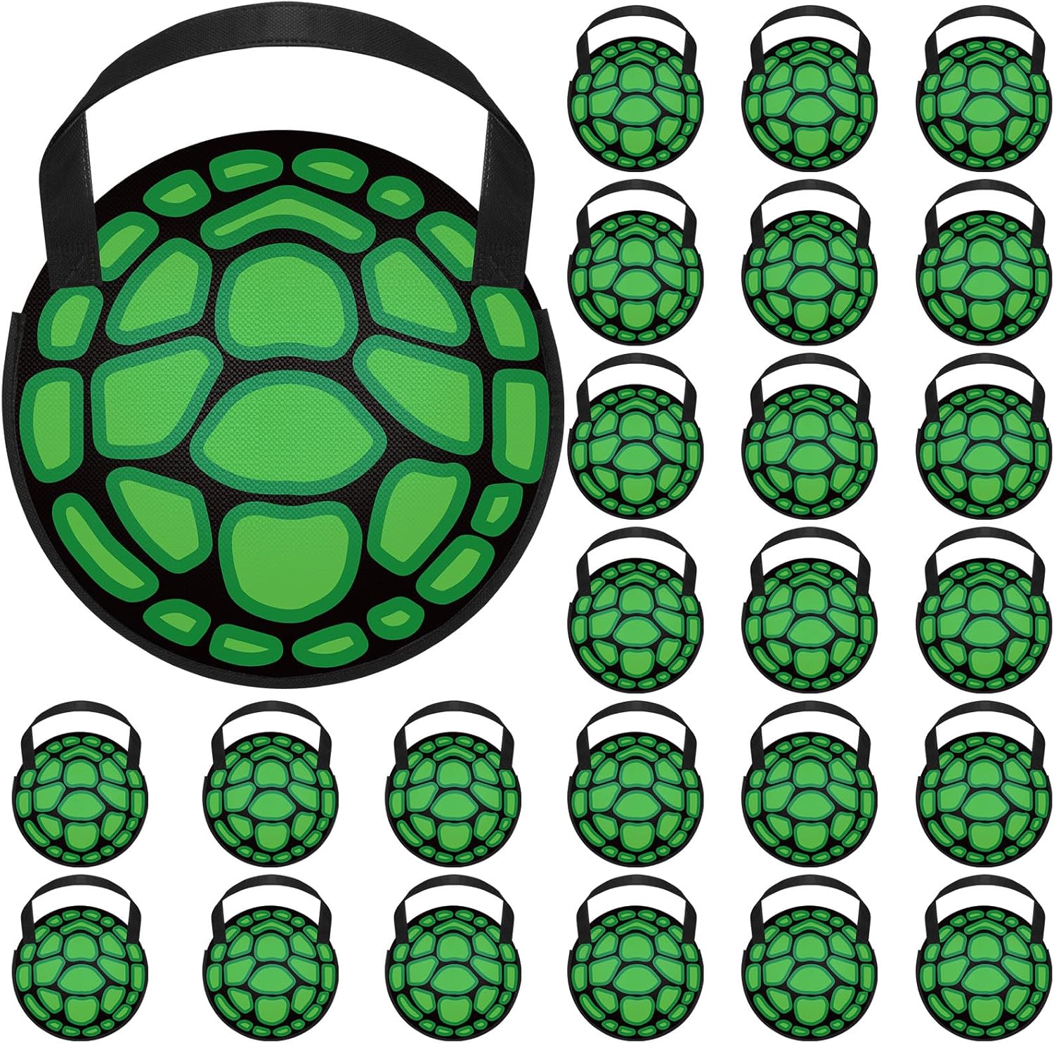 Aliceset 24 Pcs Turtle Party Favor Bags Nonwoven Reusable Tote Bags with Handle for Goodie Snack Treat Candy Turtle Theme Party Supplies Carnival Game Video Birthday Wedding Gift Decoration, 10.24''