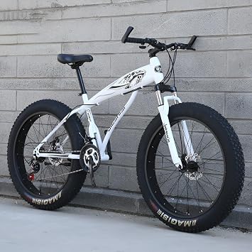 Mountain Bike, Fat Bike, 20, 24, 26-Inch, 24-Speed MTB, Extra Thick Tires, Disc Brake, Lightweight High Carbon Steel Frame, For Kids, Adults, Middle School, High School Students, Commuting to