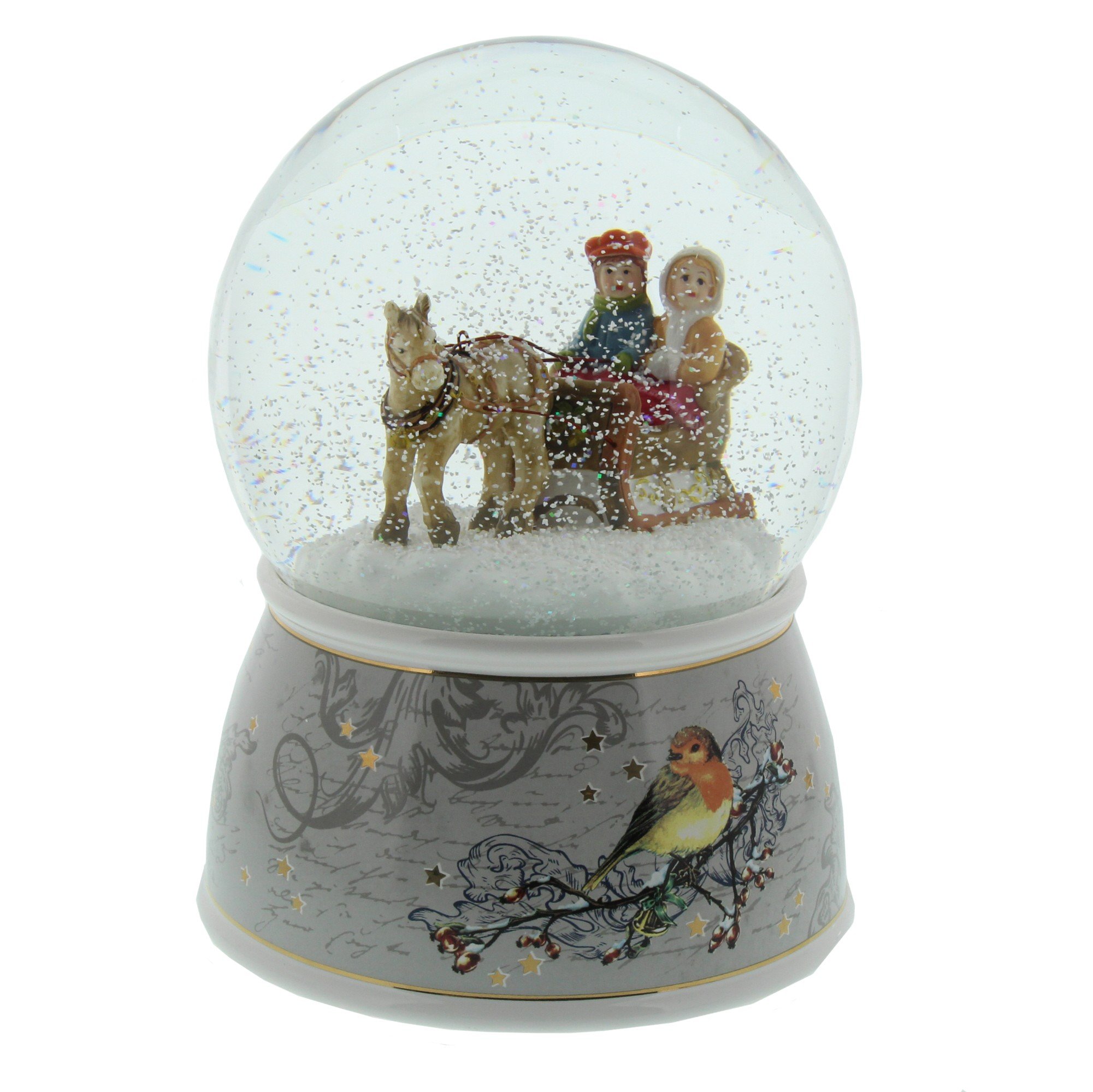 Schneekugel Mit Elch & 'Merry Christmas' – Roter Sockel, Ca. 9,5 X 6,5 Cm, Festlicher Weihnachtsschmuck