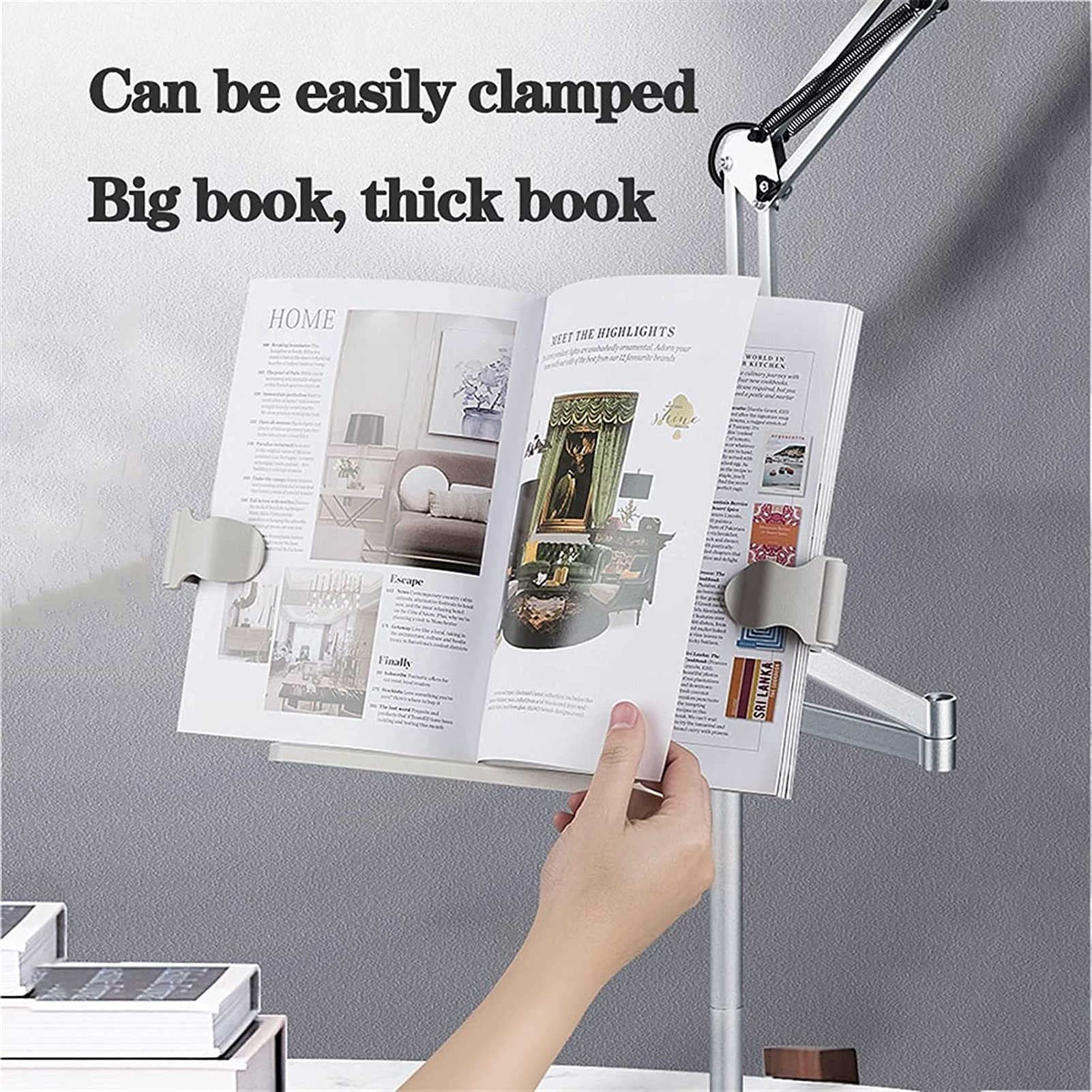 Estante de Lectura Multifuncional de pie con Ruedas: Soporte Ajustable para Libros, partituras y computadora portátil para Leer con Manos Libres en la Cama o en Cualquier Otro Lugar.