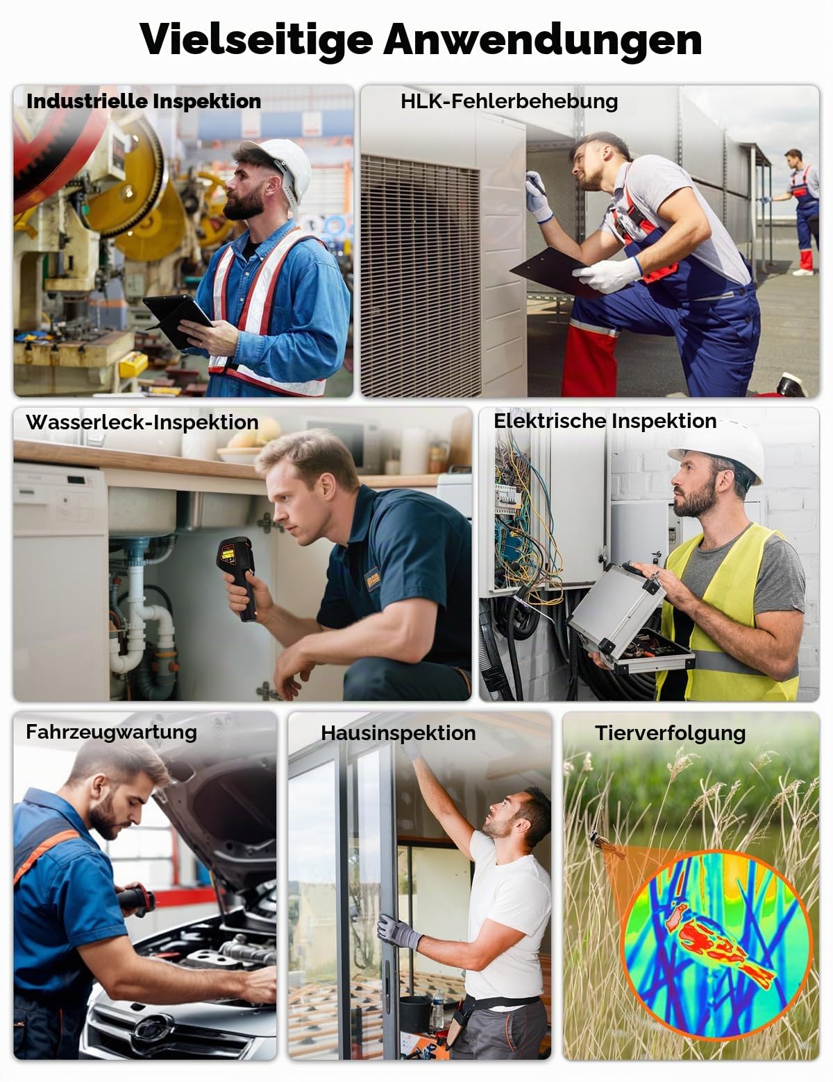 Professionelle Wärmebildkamera Handheld, 240 x 240 Wärmebildauflösung, 25Hz, -20°C bis 550°C, 15 Farbpaletten, mit Emissionsgrad-Anpassung & Laserpointer, für HVAC, Hausinspektion
