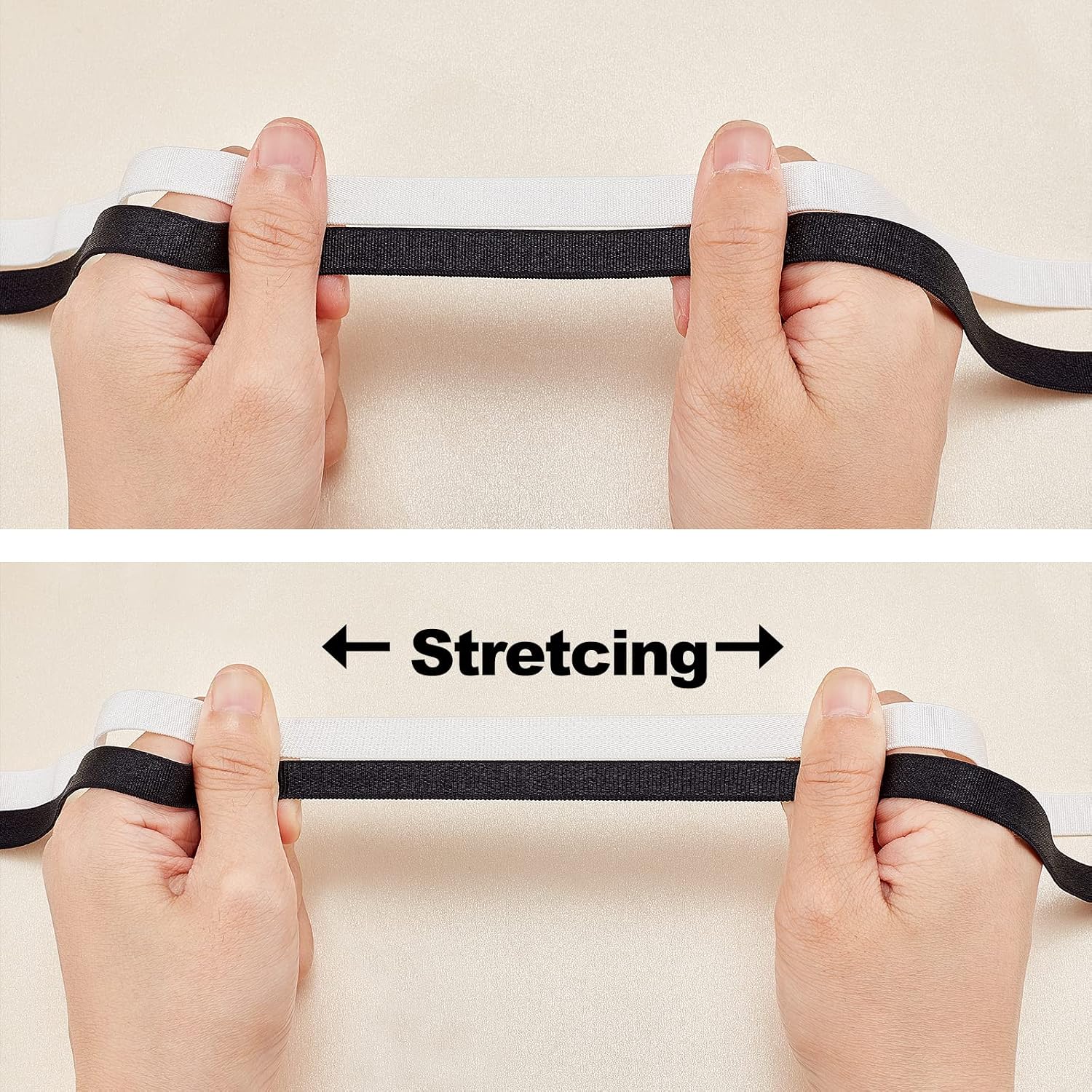 NBEADS 2 Rolls Flat Elastic Band, 0.39" White and Black Width Elastic Shoulder Strap Bra Strap Elastic Trim Elastic Cord Roll for DIY Shoulder Bra Clothes Sewing Project, 10.94 Yards/Roll