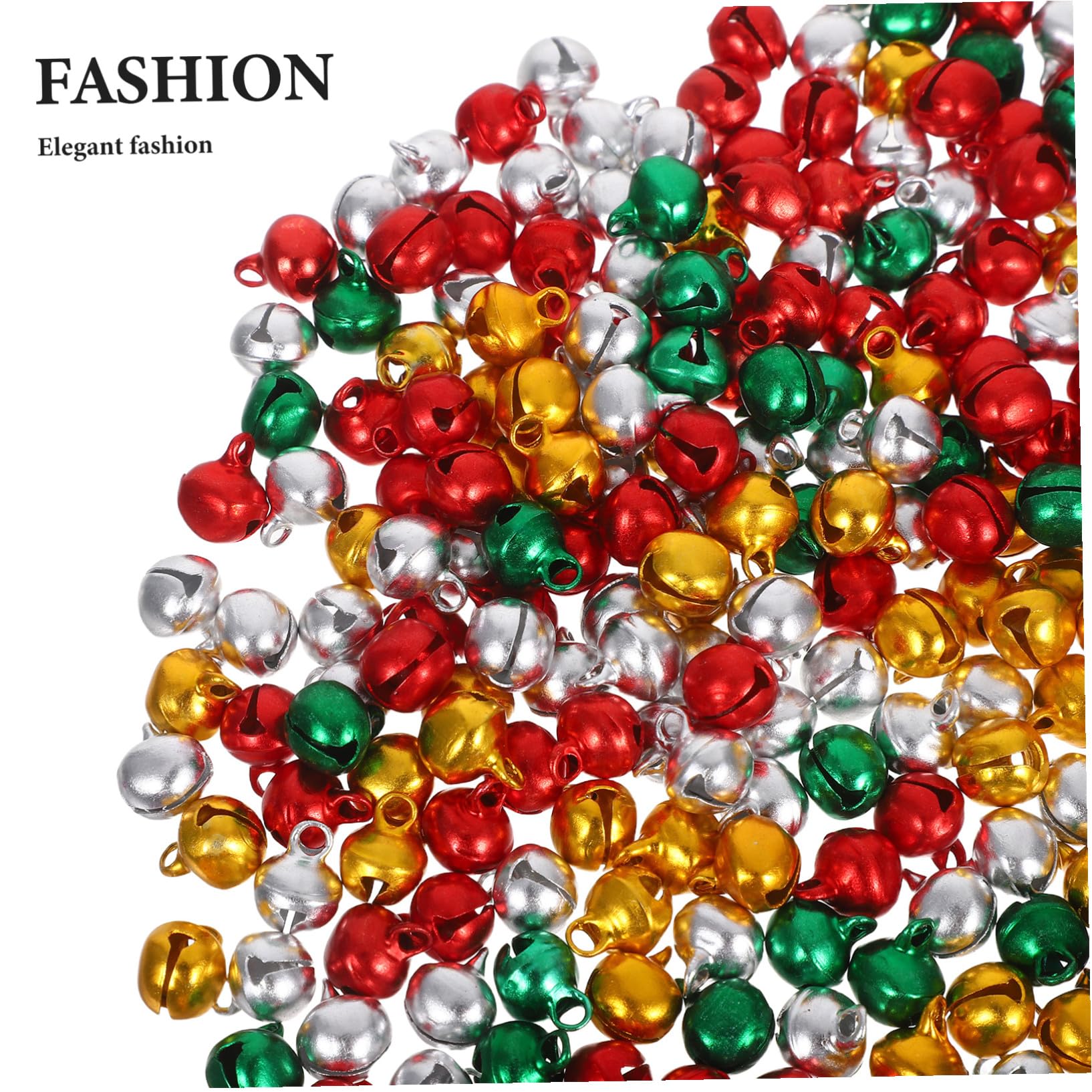 400 Stück Mini Jingle Bells Metallbastelglöckchen in Silber Gold Rot und Grün Leise Klingelnde Bastelglocken mit Öse für DIY Schmuck Haustierhalsband Weihnachtsdeko und Windspiele