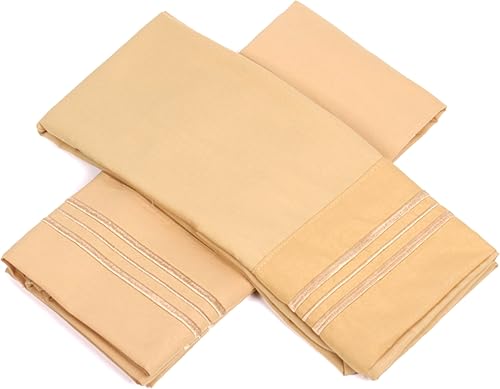 Sweet Home Collection Funda de almohada de bolsillo profundo de calidad egipcia serie 1500, estándar, color camello