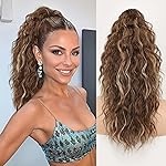 ORSUNCER Ponytail Extension Claw 18 Curly Pony Tail Clip in Claw Hair Extensions Fluffy Natural Looking Synthetic Hairpiece for Women Blonde Highlight