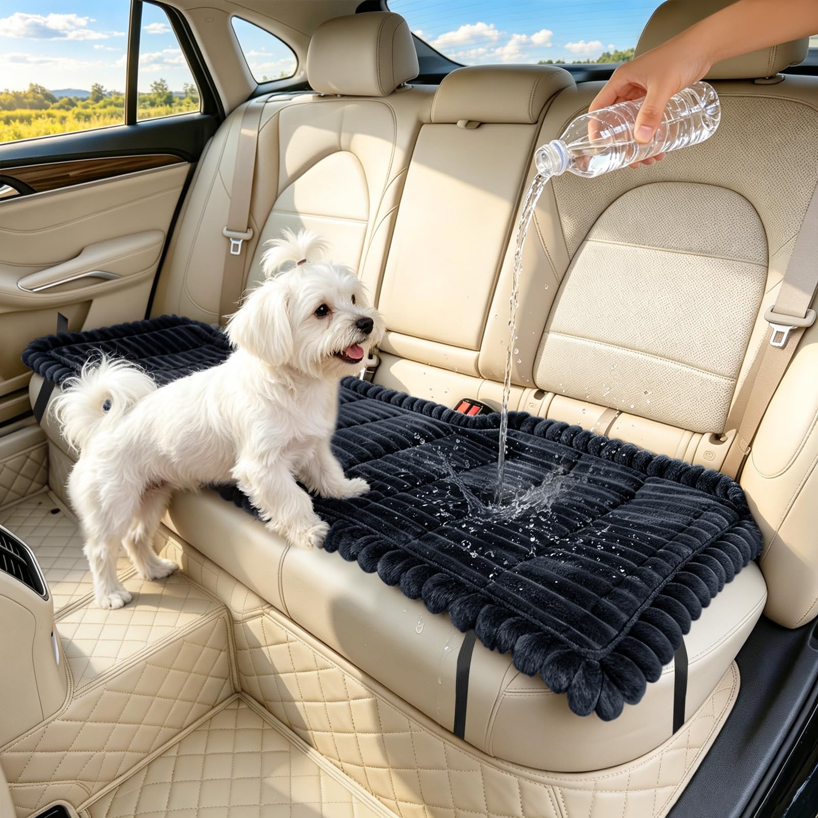 SYLC Dog Bed for Car Back Seat, Non-Slip Car Seat Cushion Cover Waterproof