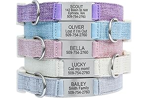 Personalized Cotton Hemp Dog Collar with Engraved Nameplate