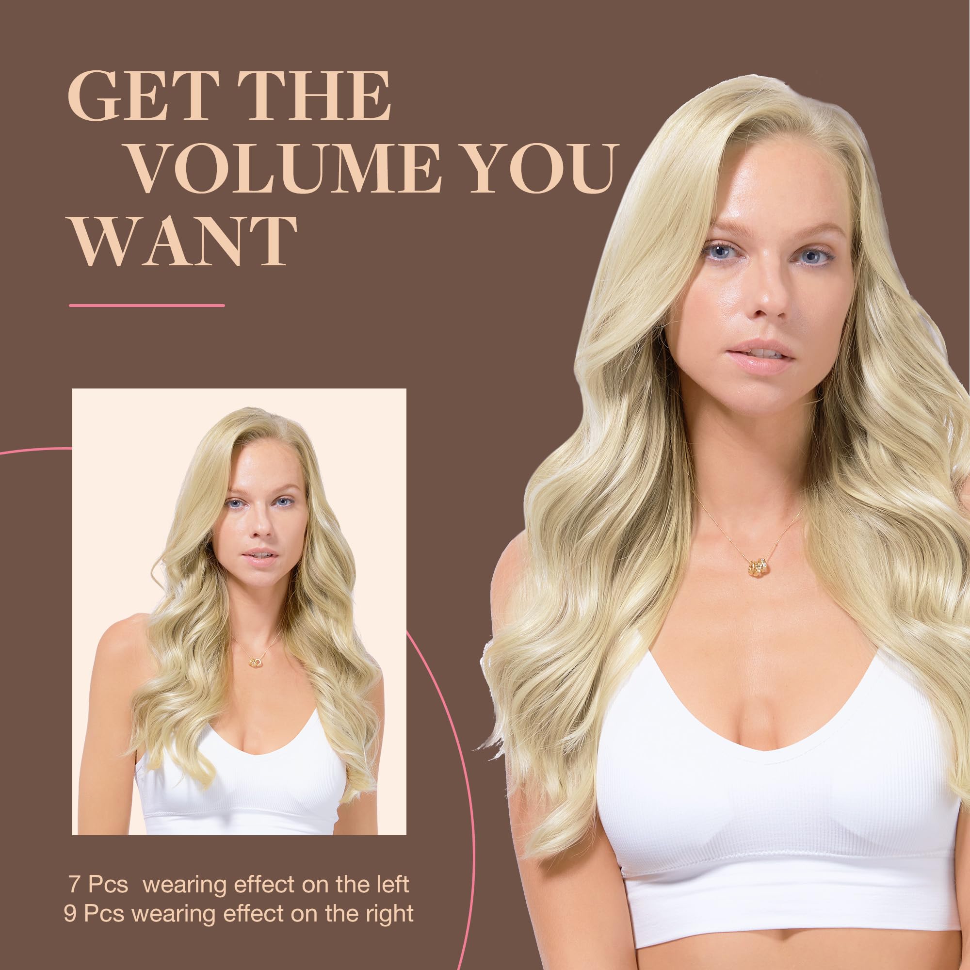GOO GOO Clip in Hair Extensions Human Hair, 18inch 150g 9Pcs, #2 Dark Brown, Hair extensions for women, Human Hair Extensions Clip in — view 275