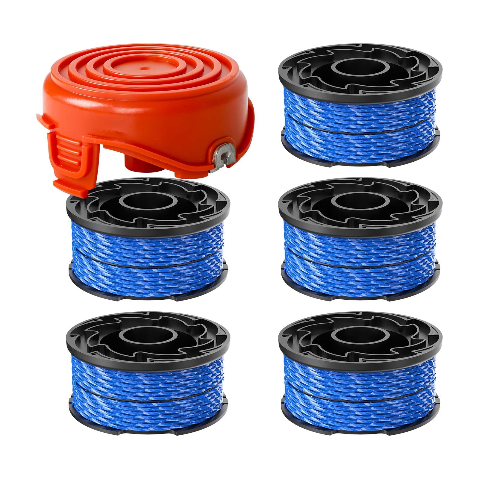 String Trimmer Spool Line for Black and Decker A6441 597862-00, 12.2M x 1.65mm Replacement Grass Trimmer Spool Line for GL315 GL350 GL650 GL652 GL655 GL660 GL680 (5 spool + 1 cover)