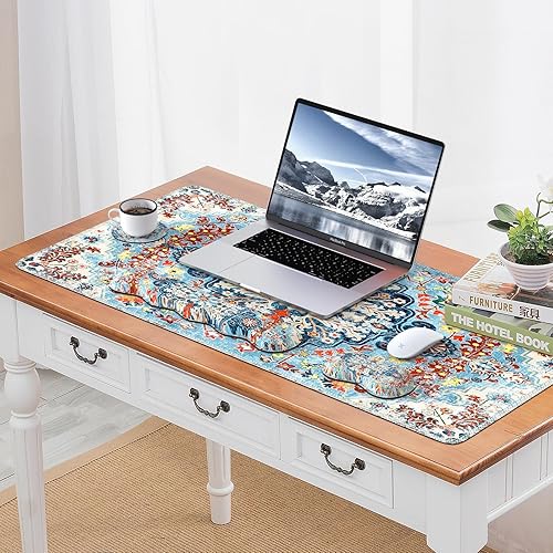 Miniatura 15 de iLeadon Pad Set, Large Gaming Mouse Pad + Keyboard Wrist Rest + Mouse Pad with Wrist Support + Coaster, Easy Typing Pain Relief, 35.4x15.7in Desk