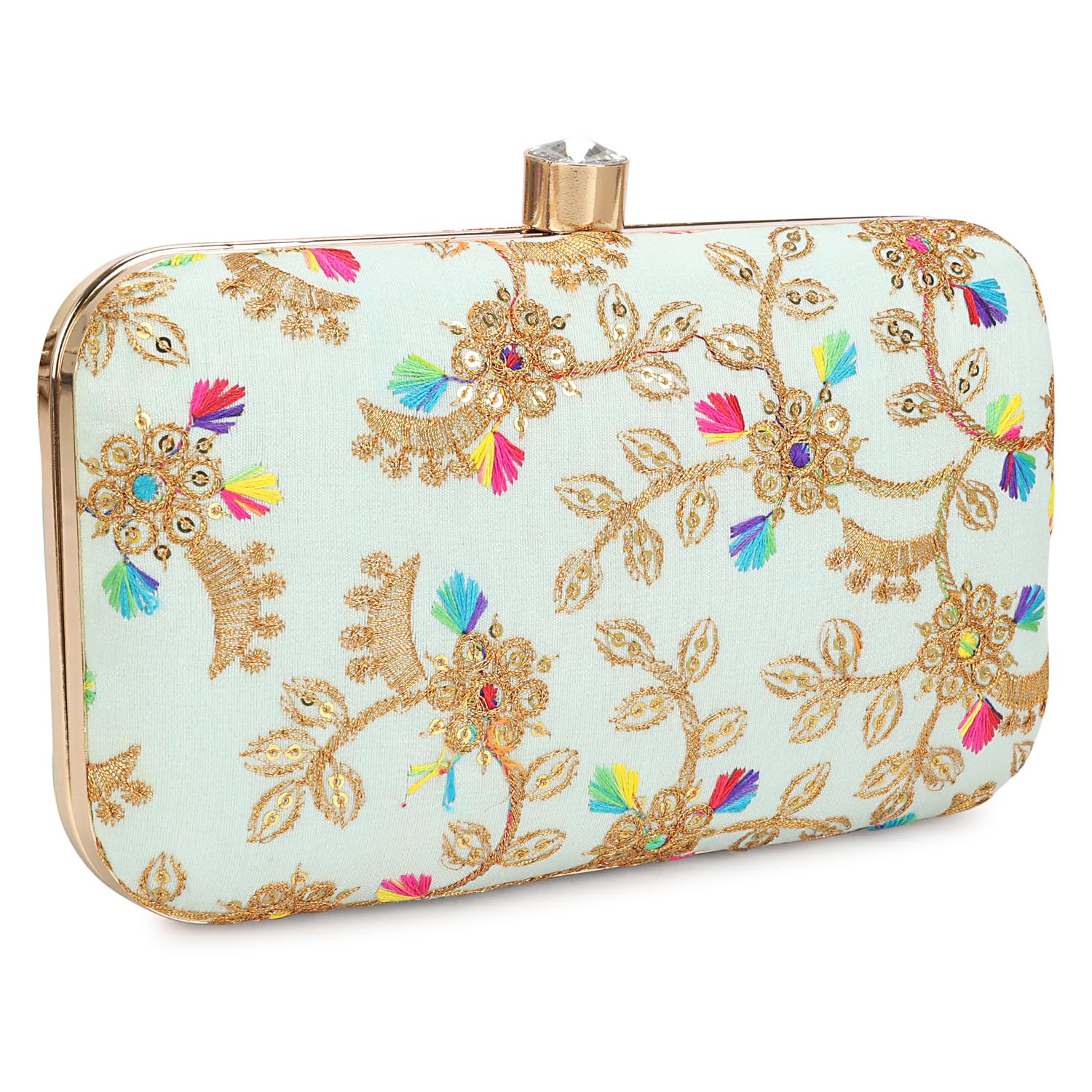 LONGING TO BUY Hand Crafted Designer Box Clutch - Zari Embroidery For Women