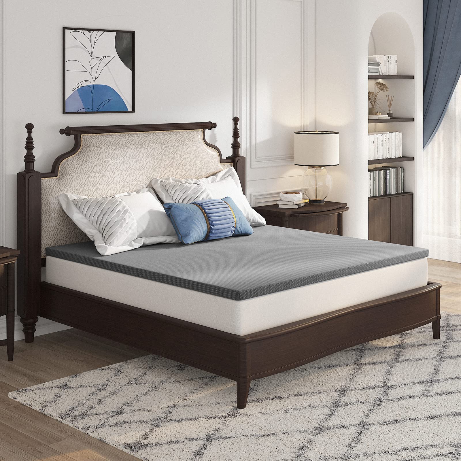 Avenco Gel Memory Foam Mattress Topper, Full Size Mattress Topper 2 Inch, Cooling Mattress Topper Full Size Bed with Breathable, Gel-Infused CertiPUR-US Foam for Pressure-Relief, Grey (AC-T5FM05)