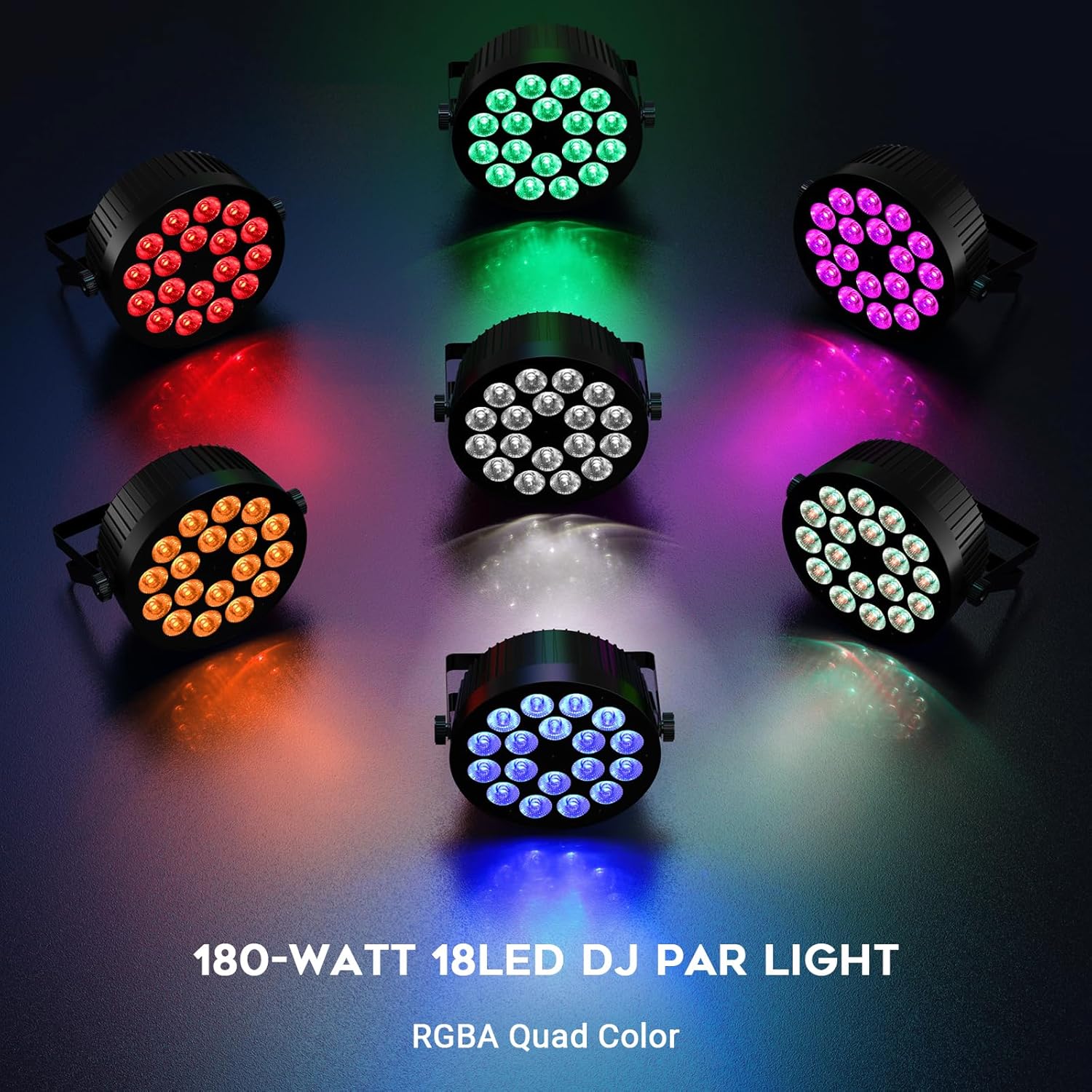 YeeSite 18LED Par Lights displaying various colors