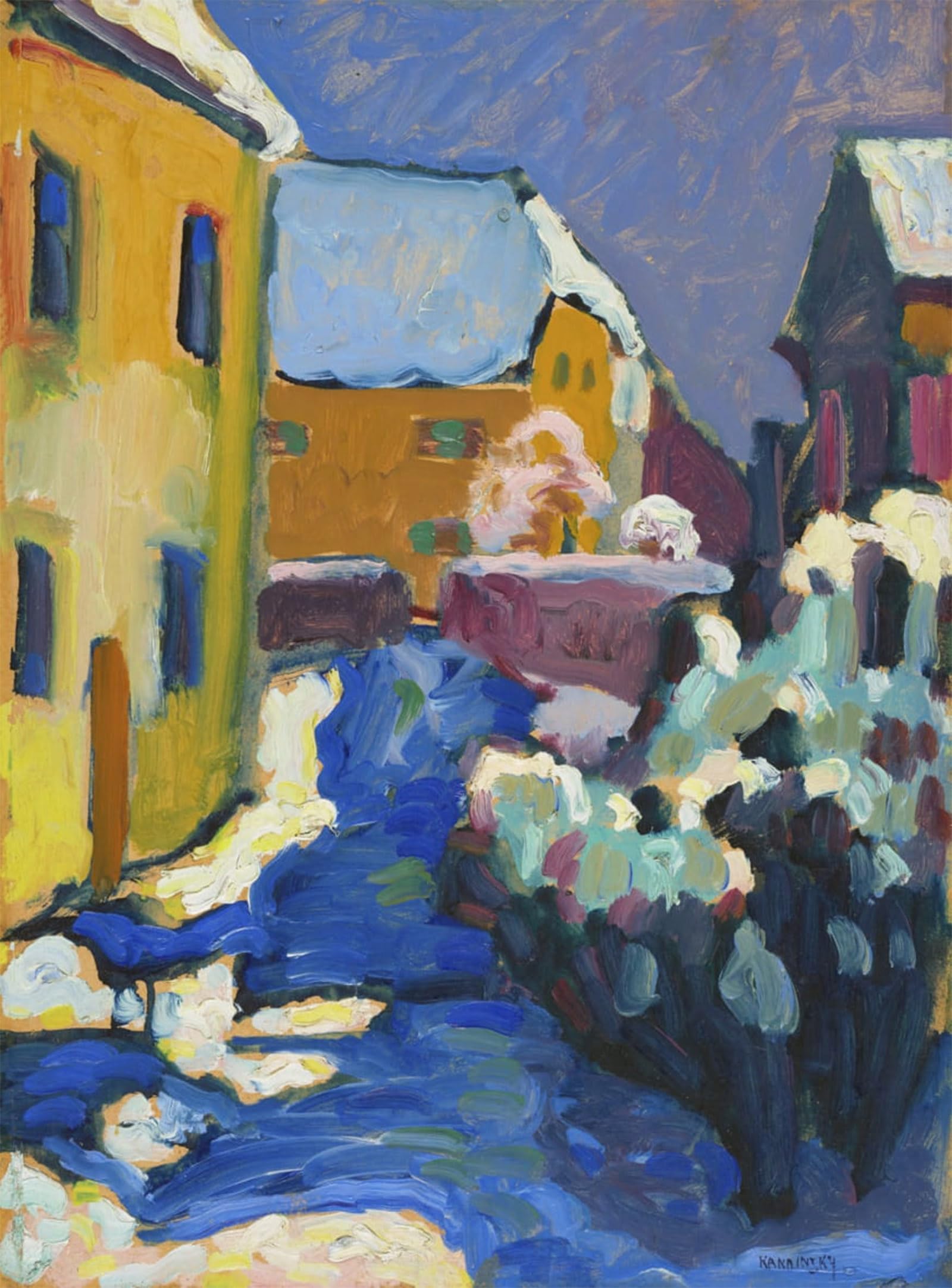 POSTERIIk Vintage Classic Picture Landscape Artwork Kochel cemetery and rectory by Wassily Kandinsky Portrait Canvas Painting for Office Home Decor 60x90cm