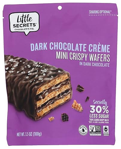 Little Secrets Mini obleas crujientes, chocolate negro con sal marina, 3.5 onzas (paquete de 6)