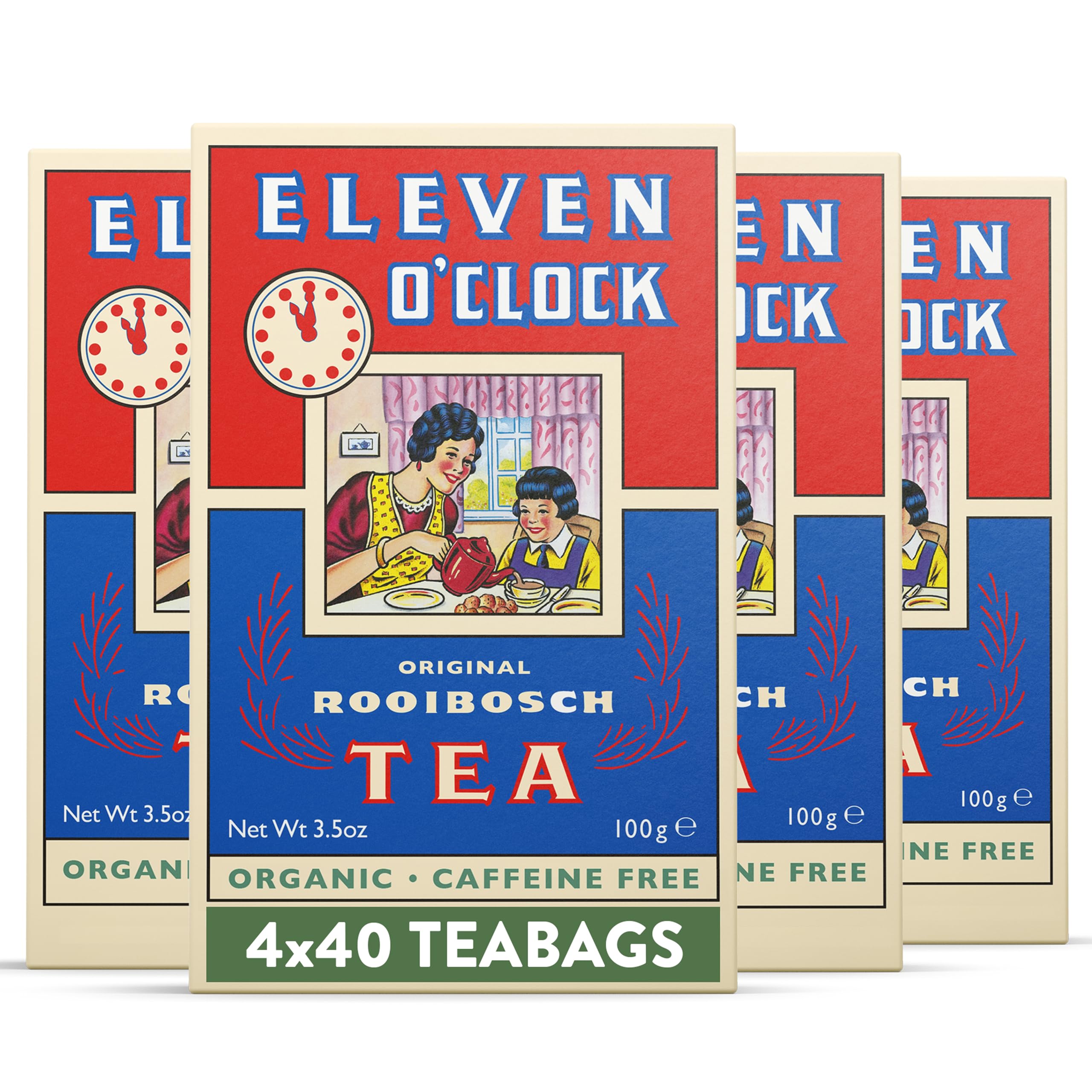 Original Rooibos Tea Bags, 4 x 40 (160 Teabags), Organic, Caffeine-Free, Redbush Tea Bag, Rooibosch, Red Bush Teabags